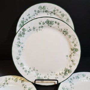 Corelle Callaway Dinner Plates Corning Green Ivy White Swirl Rim Plates